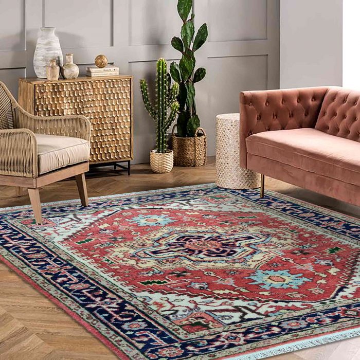 Hand knotted persian carpet red base by home decor centro