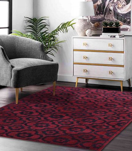 Handtufted Carpet maroon and black