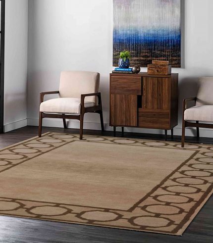 Beige Handtufted woollen carpet