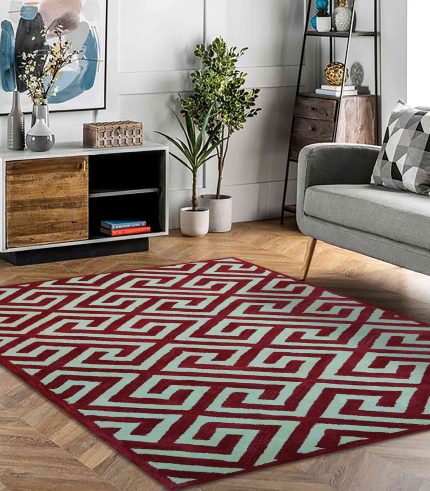 Red- white modern design handtufted woollen carpet by home decor centro