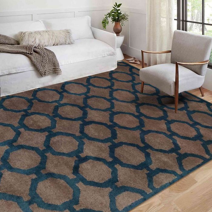 Brown handtufted woollen carpet by home decor centro