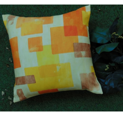 Collage style orange cushion cover